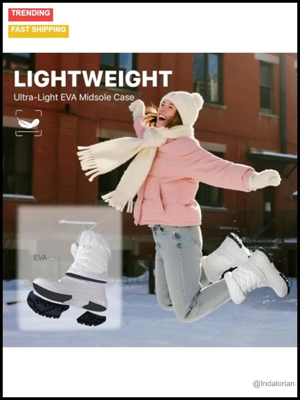 Women's Waterproof Mid Calf Snow Boots Faux Fur Lined Lightweight Warm